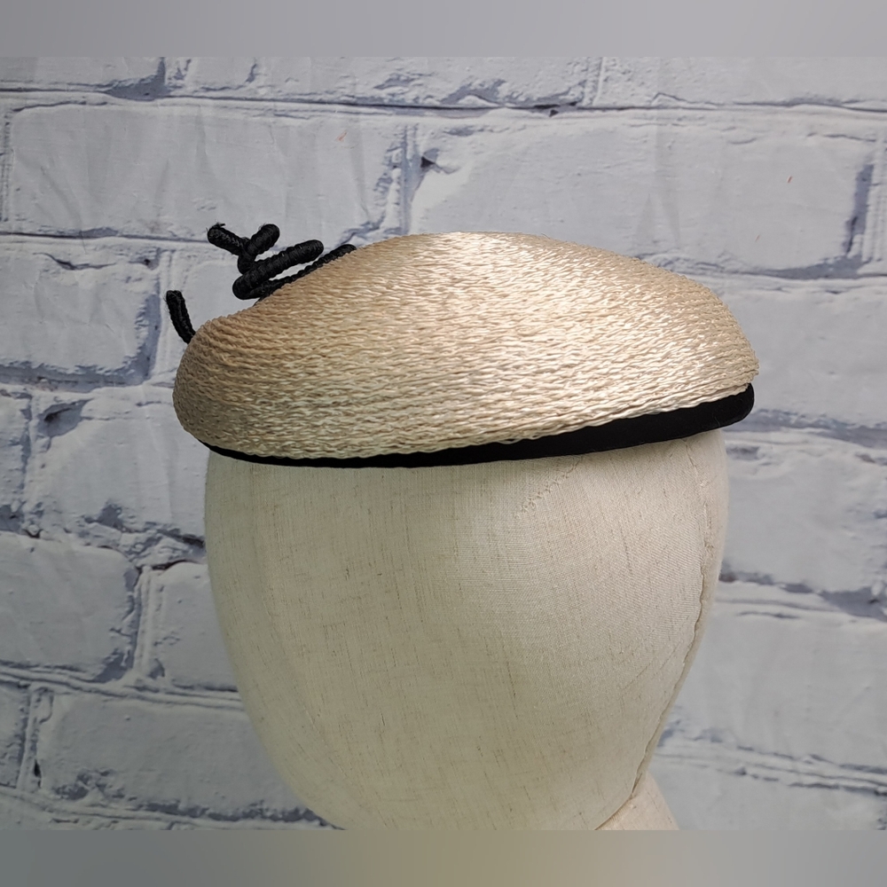 Cedar Crest Original Women's Vintage 60s 50s Hat Straw Beret Oval Size 7 - Picture 6 of 15